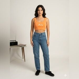 VNTG Playboy Terry Cloth Orange Crop Top - Y2K Aesthetic Women’s size Medium